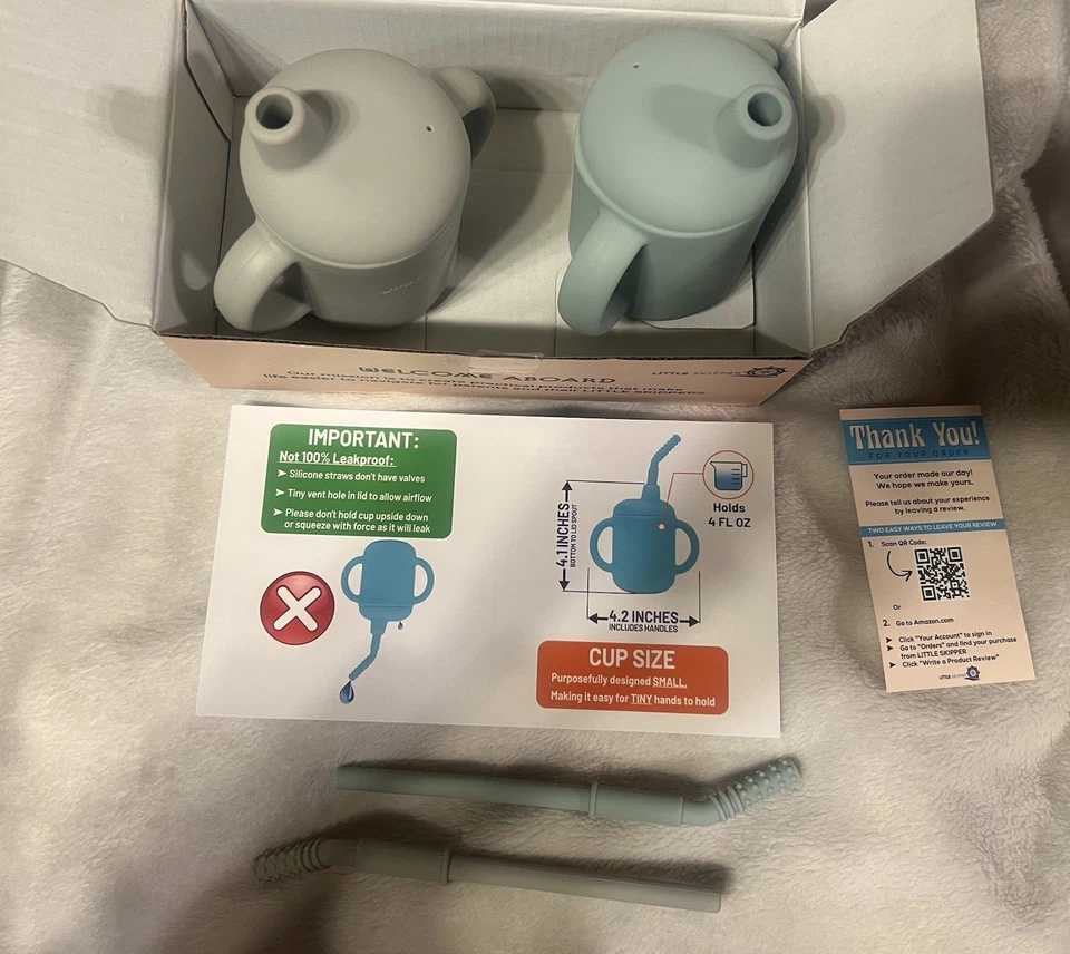 Taza de bebé de silicona con pajita para dentición y tapón de paja incorporado 2 juegos completos Foto 2 de 4