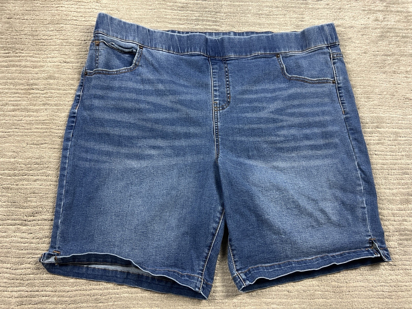 Terra & Sky Jean Shorts Womens 2X Blue Denim Pull On Stretch