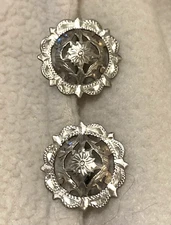 Vogt Sterling Silver Filigree 1" Concho Rosettes pr- Horse Show Halter Bridle