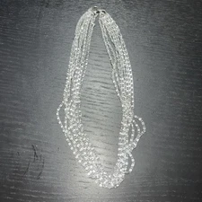 Vintage Sarah Coventry 8 Strand  Alluminum "S" Link Chain Necklace Choker 15.5"