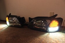 Subaru Legacy BH5 BE5 LED Headlights Inner Black Lens Polished Coated