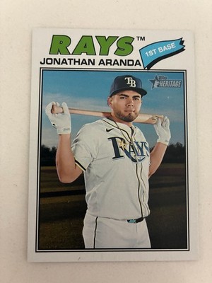 2026 Topps Heritage #20 Jonathan Aranda SP +2 Tampa Bay Rays cards