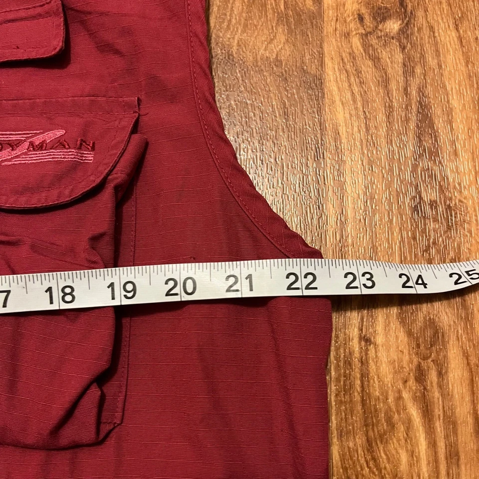 JoyMan Chaleco Utilitario Hombres Pequeño Borgoña Múltiples Bolsillos Cremallera Frontal Pesca Senderismo Foto 3 de 4