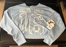 Brand New NWT Womens Goat USA Carolina Blue Crop Top Long Sleeve Shirt Medium