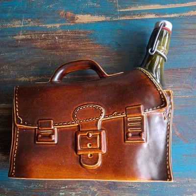 GERZ  Keramik Tasche mit Flasche Made in  GERMANY 1970er Vintage Retro
