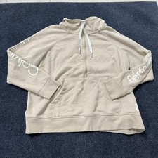Calvin Klein Performance Sweatshirt Womens 1X Beige Quarter Zip Hoodie Pullover