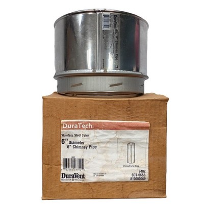 Duravent 6DT-06SS Double-Wall Stainless Steel 6'' Chimney Pipe 6''L DuraTech 9402