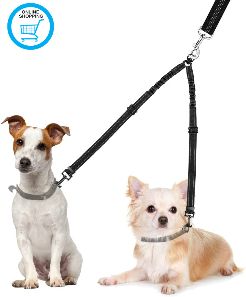 Double Dog Lead Splitter, No Tangle 360° Rotation Dog Leash Coupler for Walking