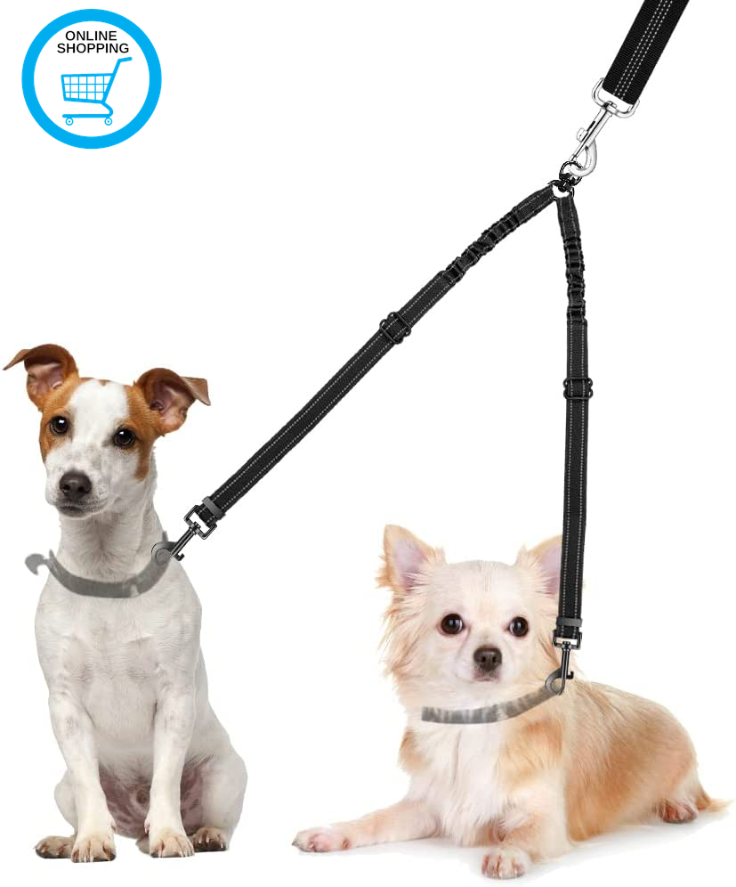 Double Dog Lead Splitter, No Tangle 360° Rotation Dog Leash Coupler for Walking