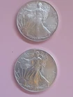 2 X Coin 2005 / 2013 American Eagle Walking Liberty 1 Oz Fine Silver Dollar Unc.