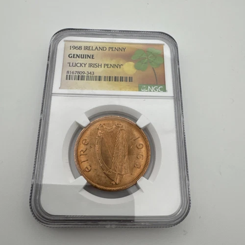 🍀”Lucky Irish Penny” - NGC 1968 Ireland 1 Penny - Uncirculated - St. Patrick’s