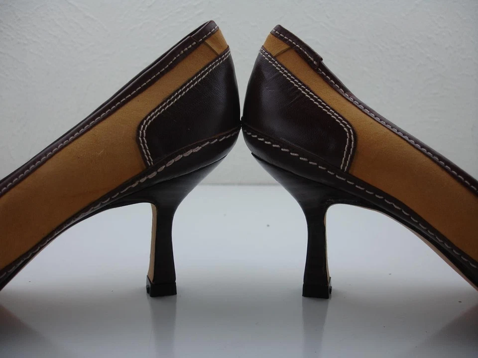 Zapatos de vestir para mujer 8,5 B M Sacha London gamuza tostada cuero marrón tacón bloque Foto 2 de 4