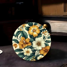 1pc Vintage Floral Metal Wall Art - 7.87x7.87 Inch Round Aluminum Decor with Bri