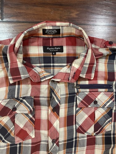 Eighty Eight Platinum Mens XL Long Sleeve Red Button Down Plaid Shirt Cotton - Picture 3 of 6