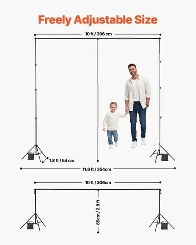 Backdrop Stand Background Stand Kit (6.5 H x10ft W) Party & Photo Studio - Picture 7 of 8