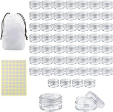 55 PCS 5G Sample Containers with Lids and Labels Clear Plastic Cosmetic Jars