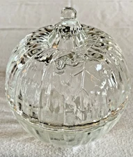 Vintage Clear Glass Pumpkin Dish with Lid by L.E. Smith Glass Co.