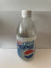 DIET Crystal Pepsi - Clear Cola Vintage New Old Stock 90's - Sealed Glass Bottle