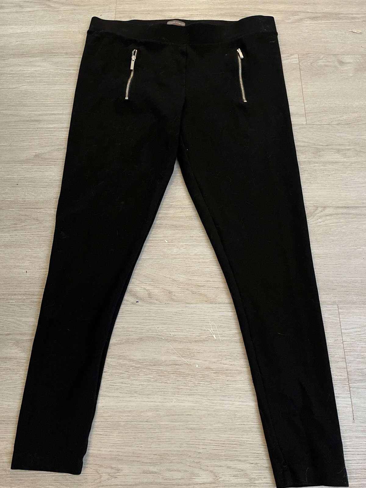 Vince Camuto Ankle Leggings Black Women's Regular Size M Zipper Accents Knit