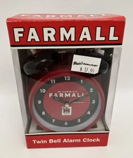 NIB International Harvester IH Farmall Twin Bell Alarm Clock Red Retro - HTF!
