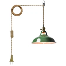 Modern Green Plug-in Pendant Light,Macarons Kitchen Hanging Swag Lighting, Me...