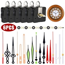 6PCS Silent Quartz Clock Replacement Movement Kit W/ 6 Style Hand for DIY Repair