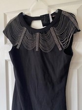 BNWT Stunning MISS SELFRIDGE Beaded Chain Backless Little Black Dress UK 10 £55!