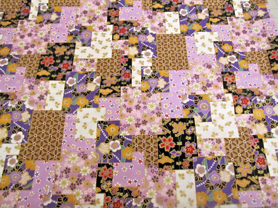 Cotton Fabric Patchwork Crazy Quilt Design Purple Gold Multi Color 1yd 33''x44