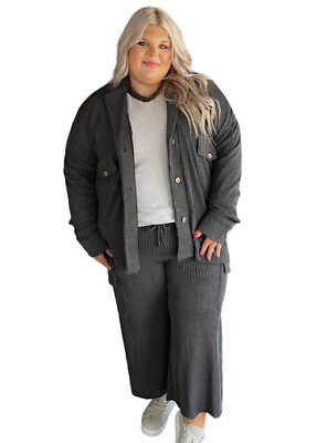 Plus Charcoal Classic Oversized Jacket -224MS