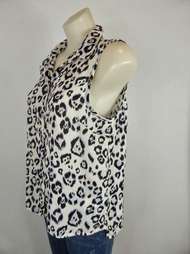 BRAVE SOUL black pink white Blouse M 8 10 : snow leopard print sleeveless top - Picture 3 of 5