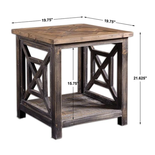 Uttermost Spiro Transitional Reclaimed Fir Wood End Table in Brushed Black - Picture 4 of 4