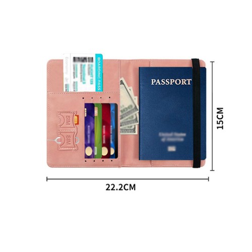 Slim Travel Passport Card Wallet Holder Cover RFID Blocking Leather Purse Case - Picture 3 of 12