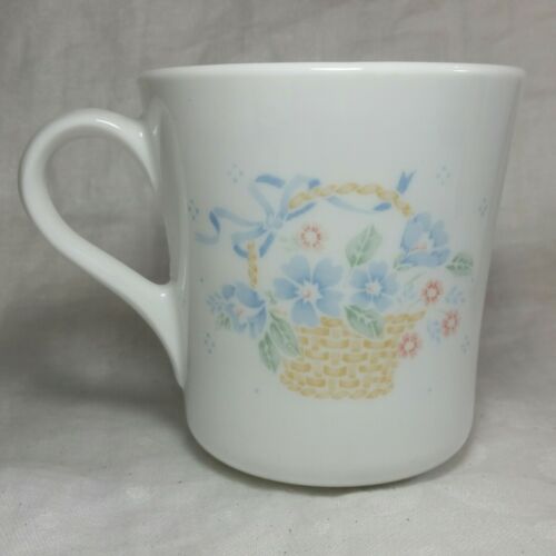 CORNING Country Cornflower MUGS Cups Basket of Blue & Pink Flowers 8 oz Set of 2 - Picture 2 of 9