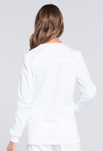 Chaqueta Médica Cherokee Blanca Ropa de Trabajo Profesionales Frontal a Presión WW340 BLANCA - Imagen 3 de 5