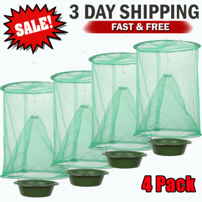 4 x The Ranch Fly Trap Reusable Fly Catcher Killer Cage Net Trap Pest Bug Catch