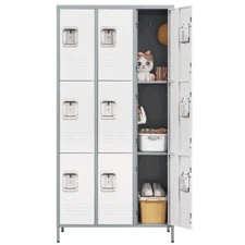 Metal Lockers Storage Cabinet 9 Doors Locker for Office School Gym Hotel Home