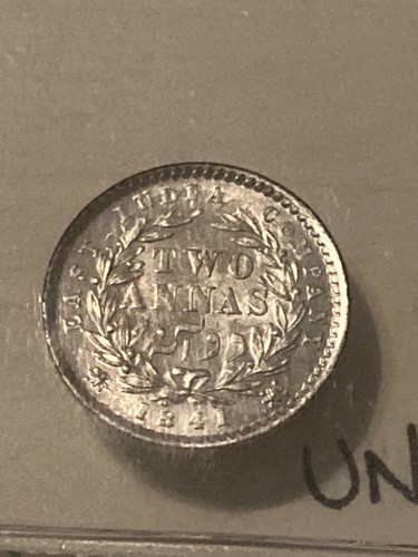 INDIA, VICTORIA SILVER 2 ANNAS 1841, CALCUTTA MINT, UNC , EXCELLENT SEE PHOTOS - Picture 3 of 6