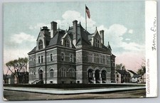Postcard 1908 NH Post Office US Flag Street View Concord New Hampshire