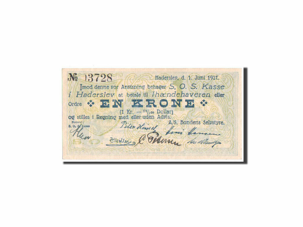 #48034 Banknote Denmark Haderslev 1 1927 192 New product Krone half House