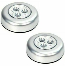 🔥2x 3 LED Touch Push On Off Light Self Stick On Click Battery Button Light Home