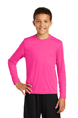Sport-Tek YST350LS Youth Polyester Long Sleeve Dri Fit PosiCharge Tee Top TShirt - Picture 65 of 110