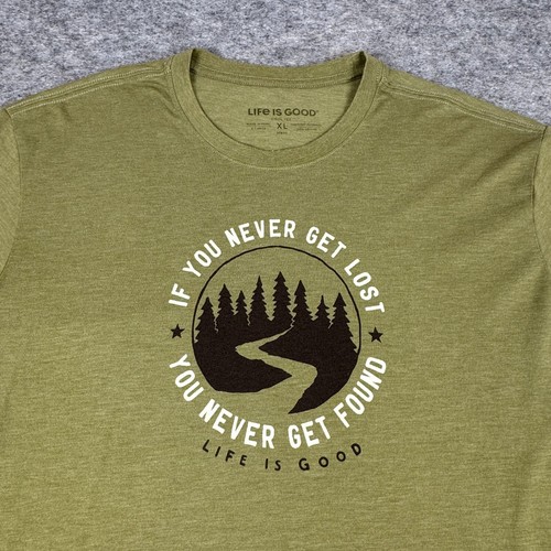 Camiseta Life Is Good Cool Lost Found Road Exterior Verde Para Hombre XL - Imagen 2 de 8