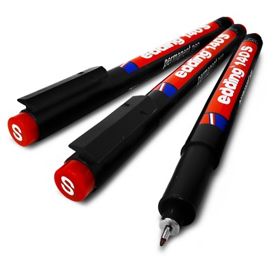 Edding 140S Permanent Pen Superfine 0.3mm Nib Pack of 3 Red