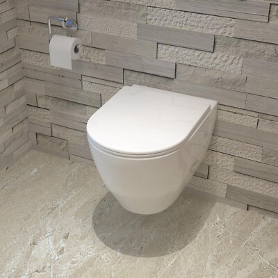 AICA Badezimmer Modern Hänge Wc Toilette Mit Slim Soft-Close-Sitz WeiB
