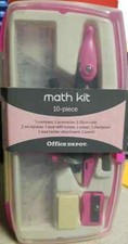Office Depot  Brand 10-Piece Math/Drafting Set Pink Color  LOC 404 CR-7 