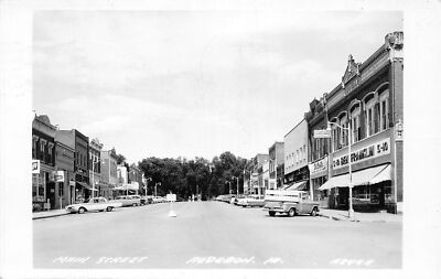 J55/ Audubon Iowa RPPC Postcard c1960s Main Street Stores 250