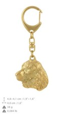 Springer Spaniel - gold plated keyring with image of a dog, quality, Art Dog USA