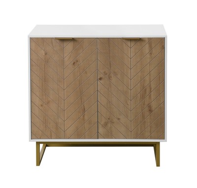 White and Gold Storage Cabinet with 2 Doors Modern Buffet Sideboard Cabinet