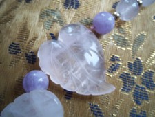 vintage artisan jewelry pendants necklace Chinese amethyst rose quartz carved