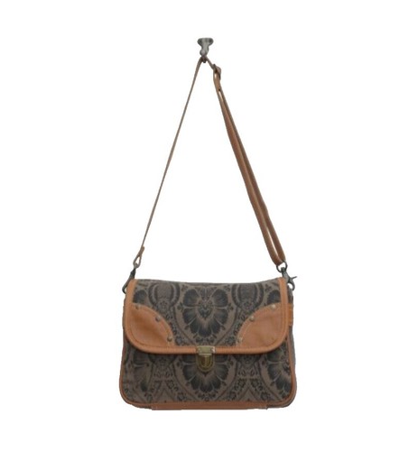 Myra Bag Ayita Canyon Backpack Tribal Rug Leather Navajo Loom Rug Leather Backpack in Desert Amber – Myra USA main image 3